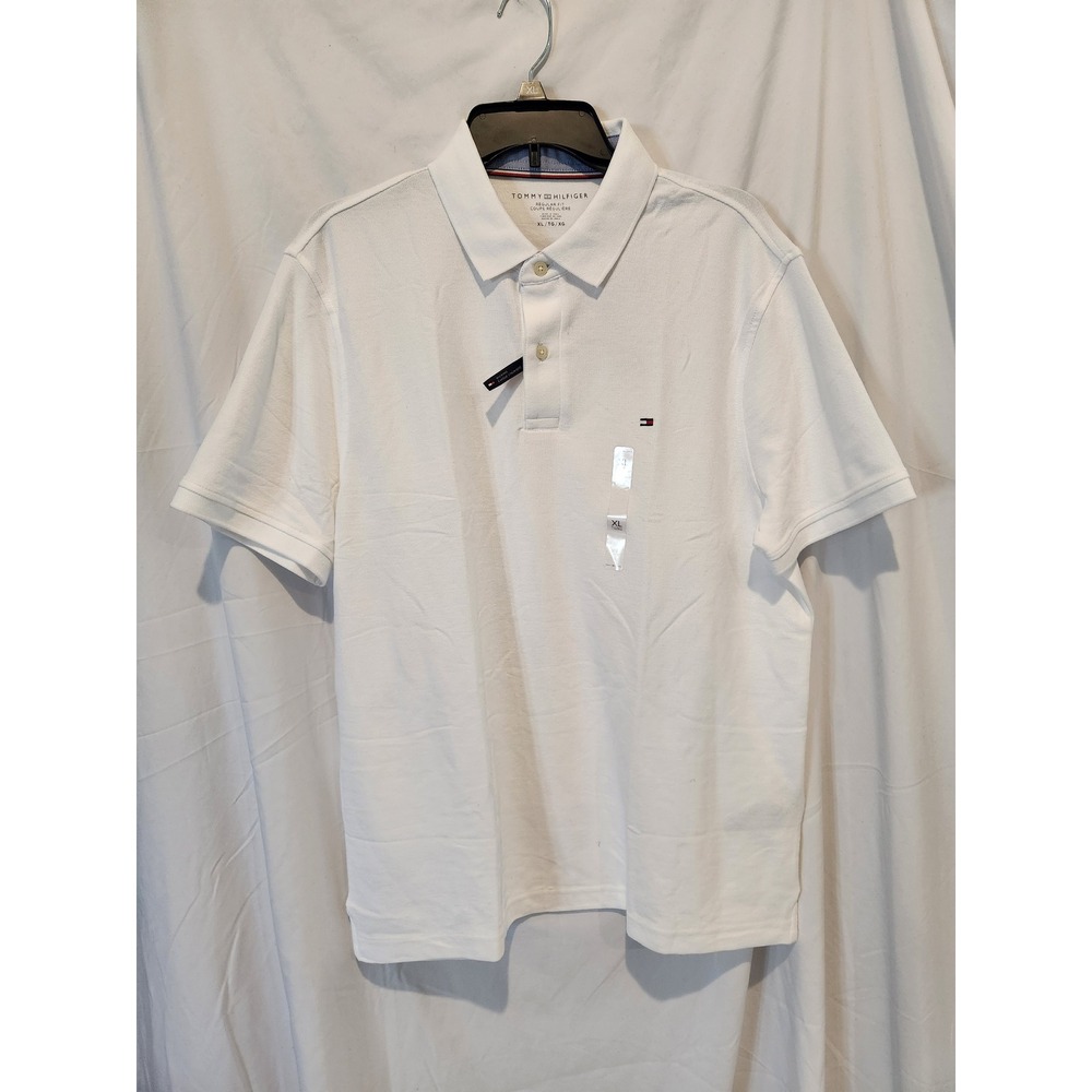 Tommy Hilfiger Mens White Regular Fit Polo Shirt XL 78J4141 Quick Dry Stretch